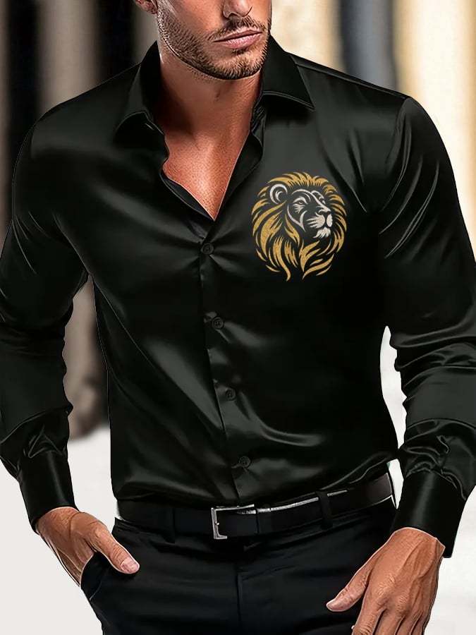 Men's Fashion Business Luxury Design Printed Long Sleeve Shirt