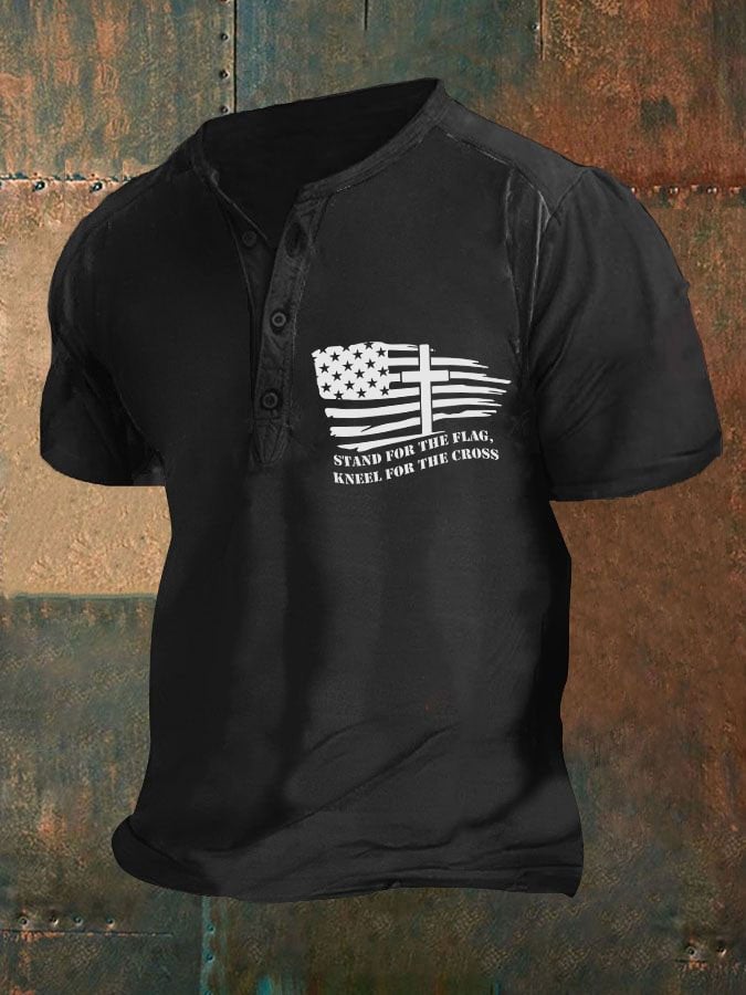 Men's I Stand For The Flag I Kneel For The Cross Print Polo Shirt