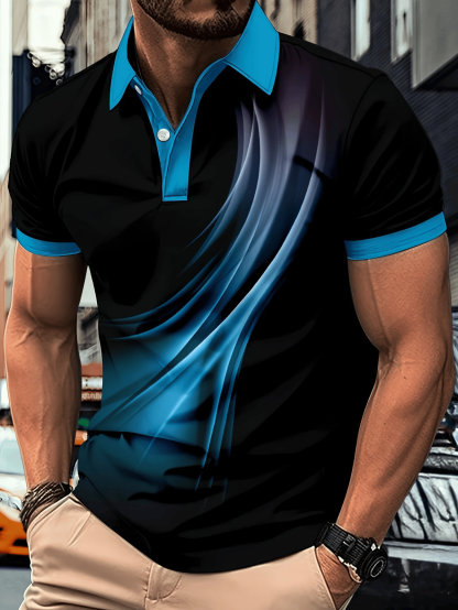 Men's Business Logo Button-Down Short Sleeve Polo Shirt