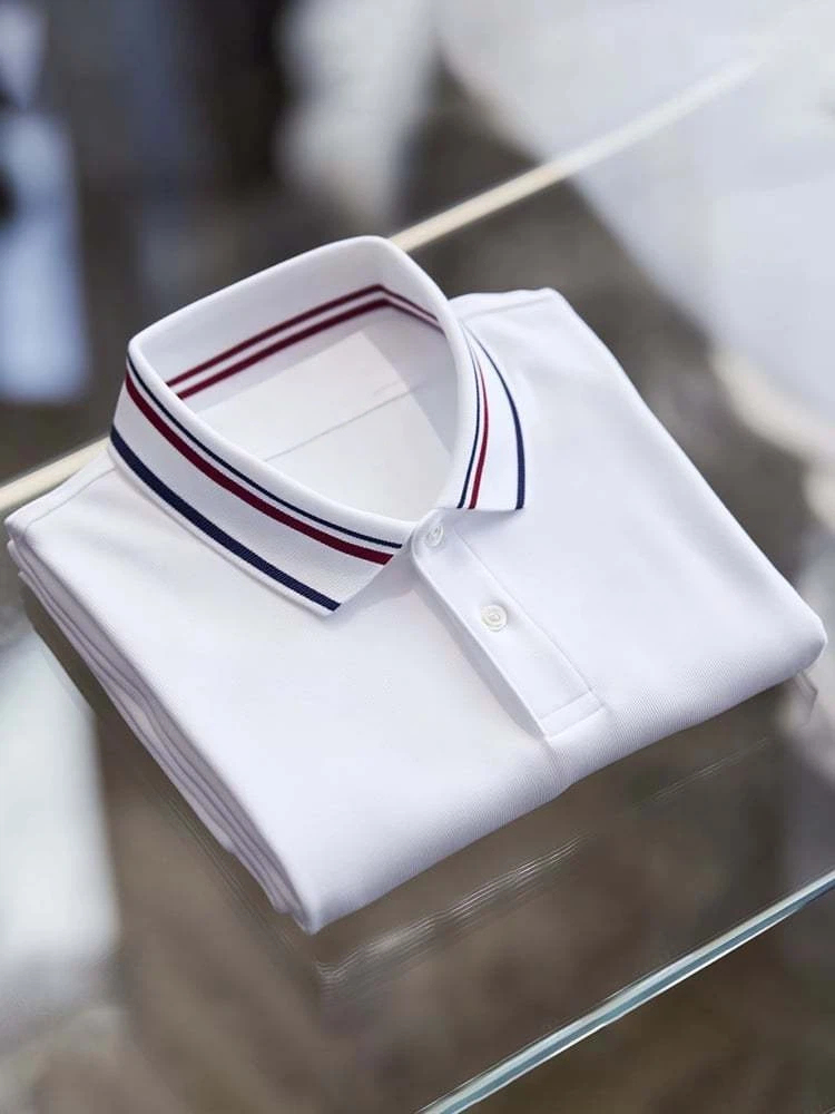 Men's Business Casual Logo Button Short Sleeve Polo Shirt