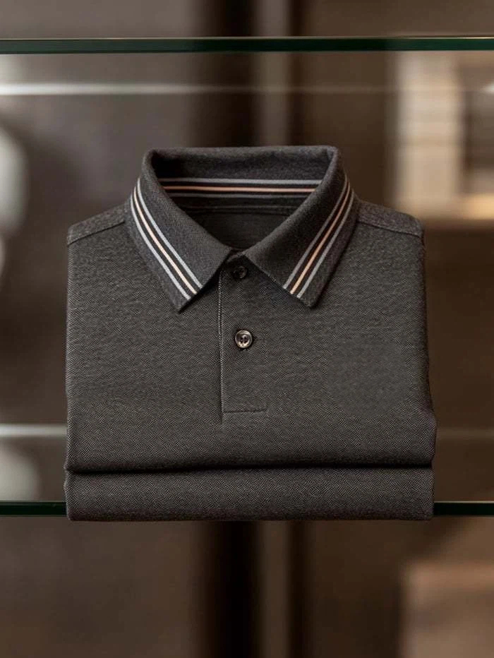 Men's Classic Business Logo Button Short Sleeve Polo Shirt