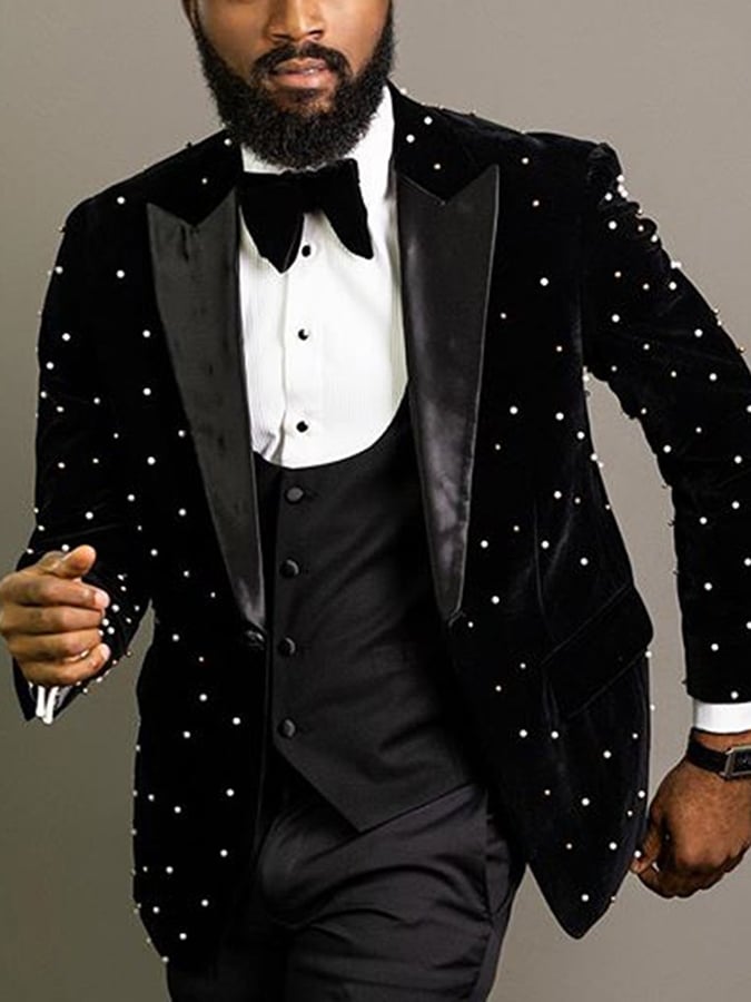 Men's Stylish Polka Dot Printed One-Button Slim-Fit Blazer