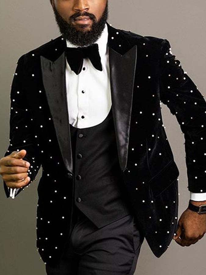 Men's Stylish Polka Dot Printed One-Button Slim-Fit Blazer