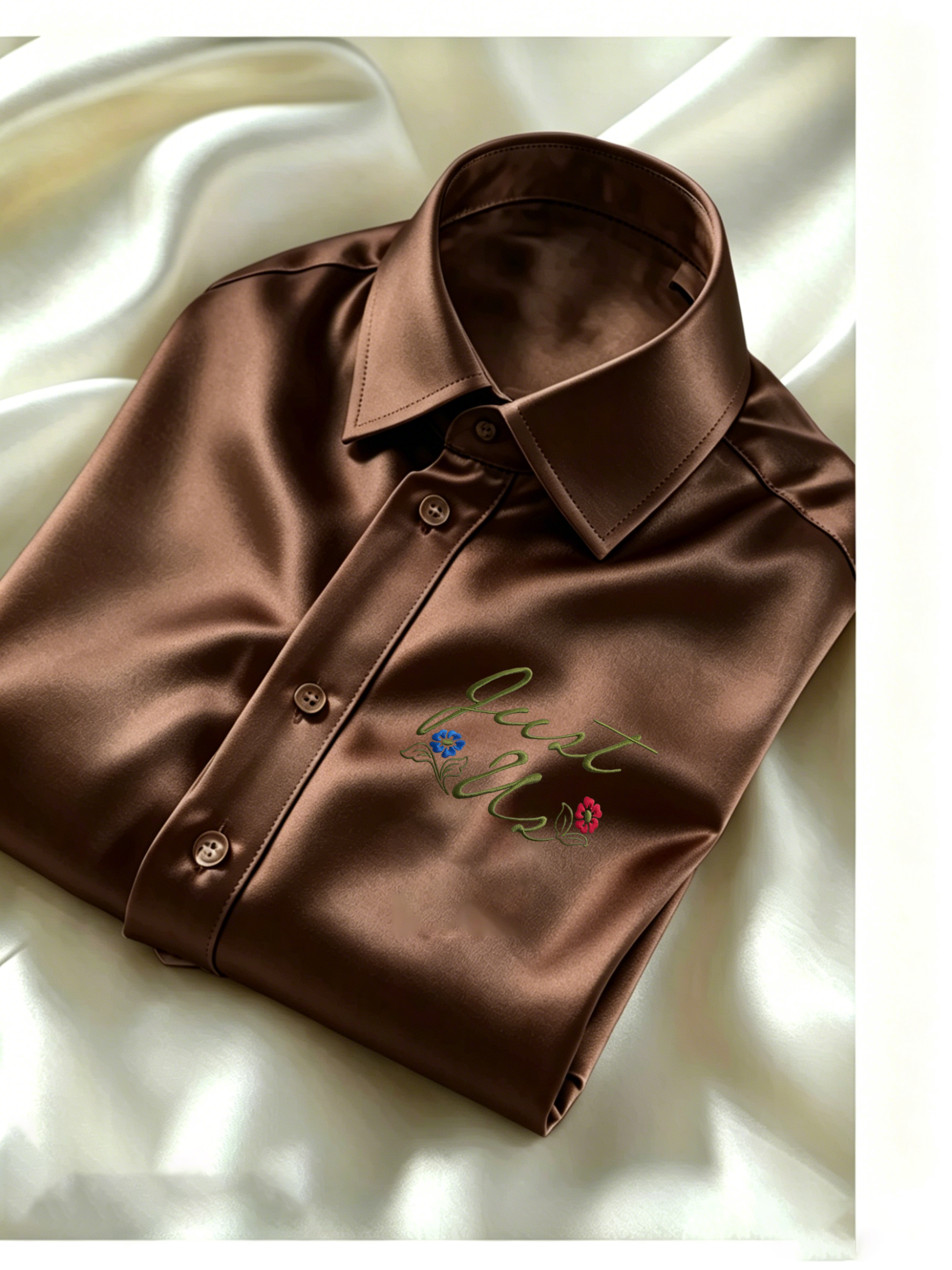 Men's Satin Printed Business Button Up Shirt