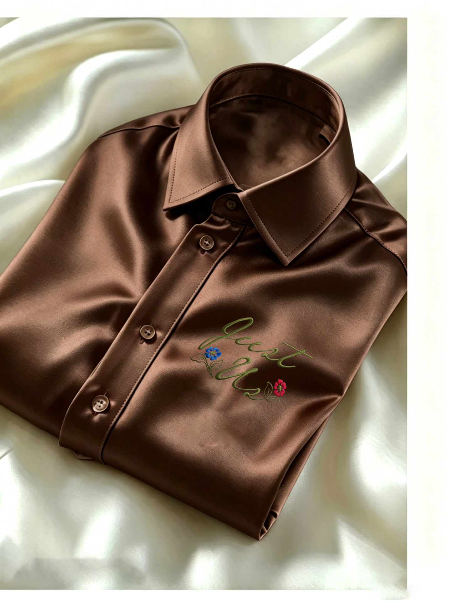 Men's Satin Printed Business Button Up Shirt