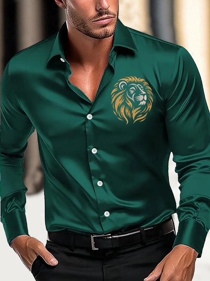 Men's Fashion Business Luxury Design Printed Long Sleeve Shirt