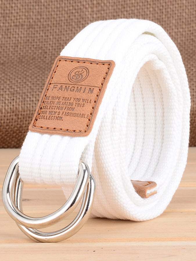 Men's Casual Canvas Woven Double Buckle Belt