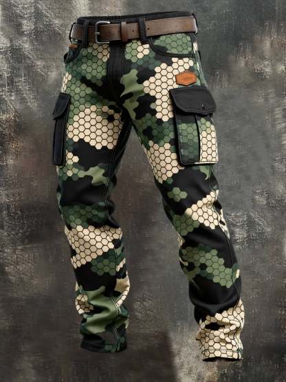 Men's Vintage Camouflage Distressed Pocket Work Pants