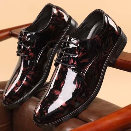 Men's Versatile Toe Toe Glossy Business Casual Leather Shoes