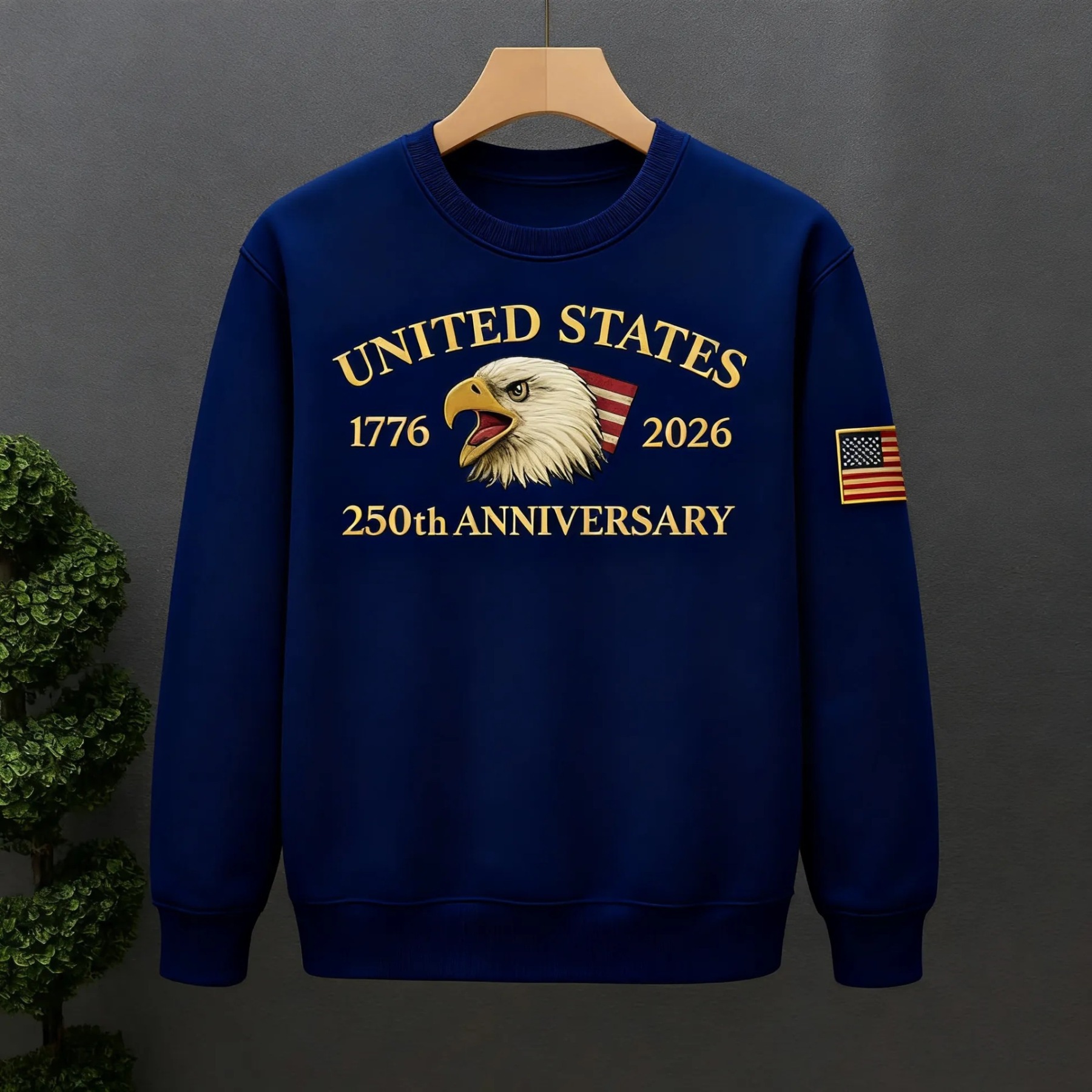 Men's Casual American 250th Anniversary Print Sweatshirt