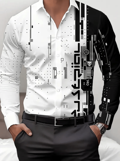Men's Street Style Business Casual Printed Long Sleeve Shirt