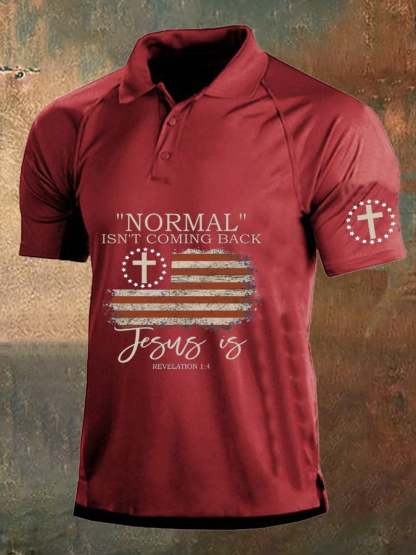 Men's Retro Faith "Normal Isnt Coming Back" Color Block Polo Shirt