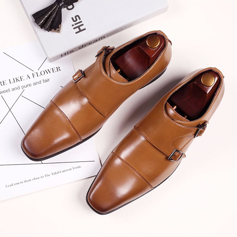 Buckle Pointed Toe British Style Men'S Shoes