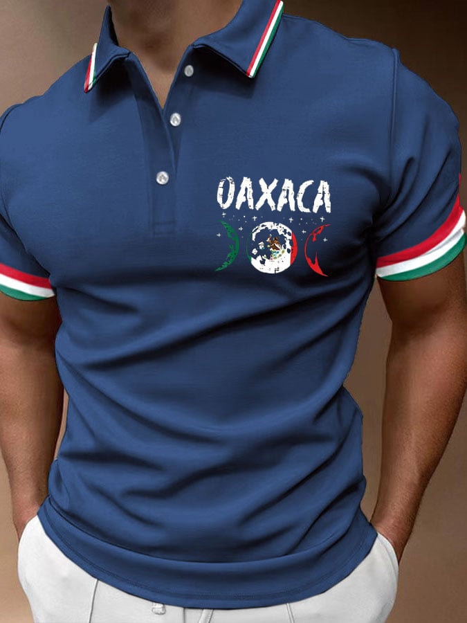 Men's Mexican Flag Print Polo Shirt