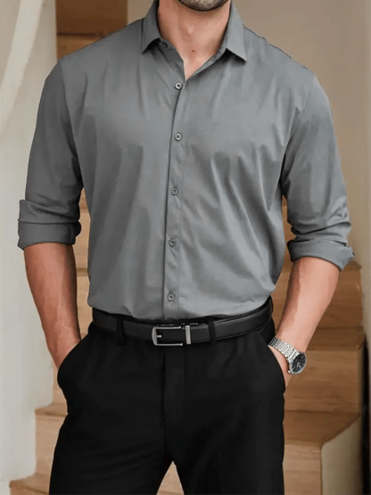 Men's Solid Color Design Business Casual Shirt