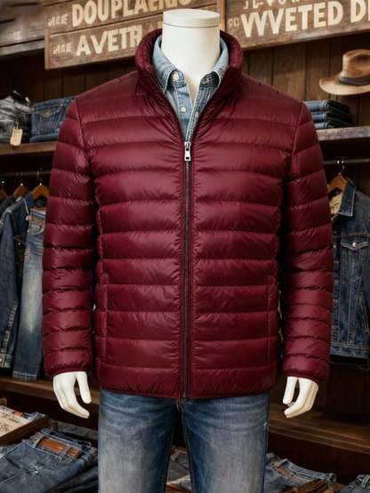 Men'S Warm Simple Stand Collar White Duck Down Light Down Jacket