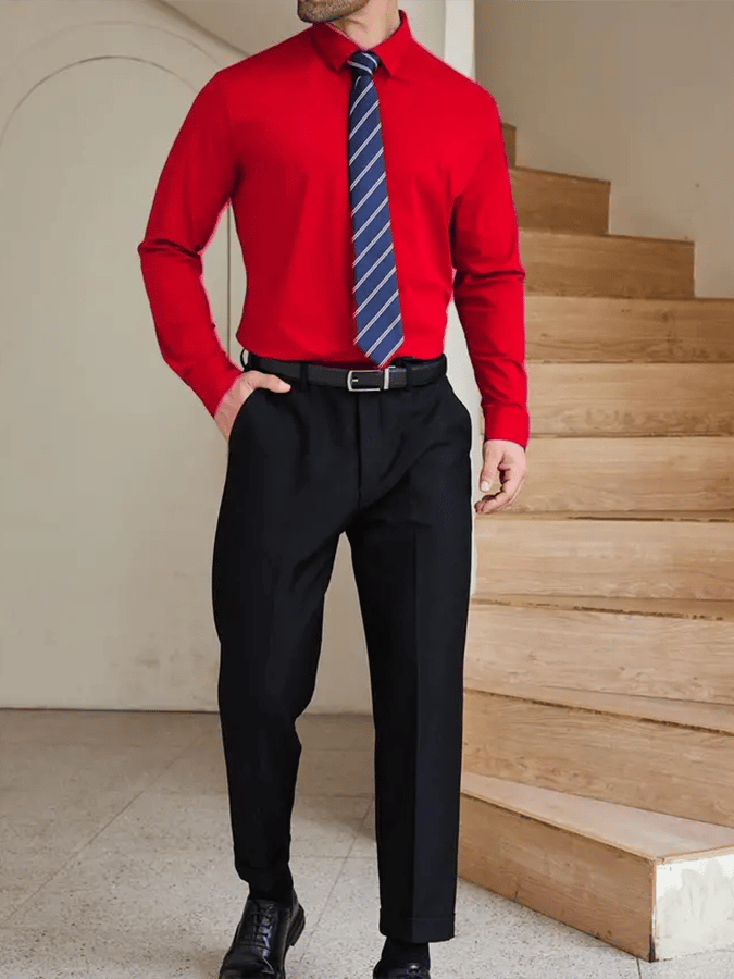 Men's Solid Color Design Business Casual Shirt