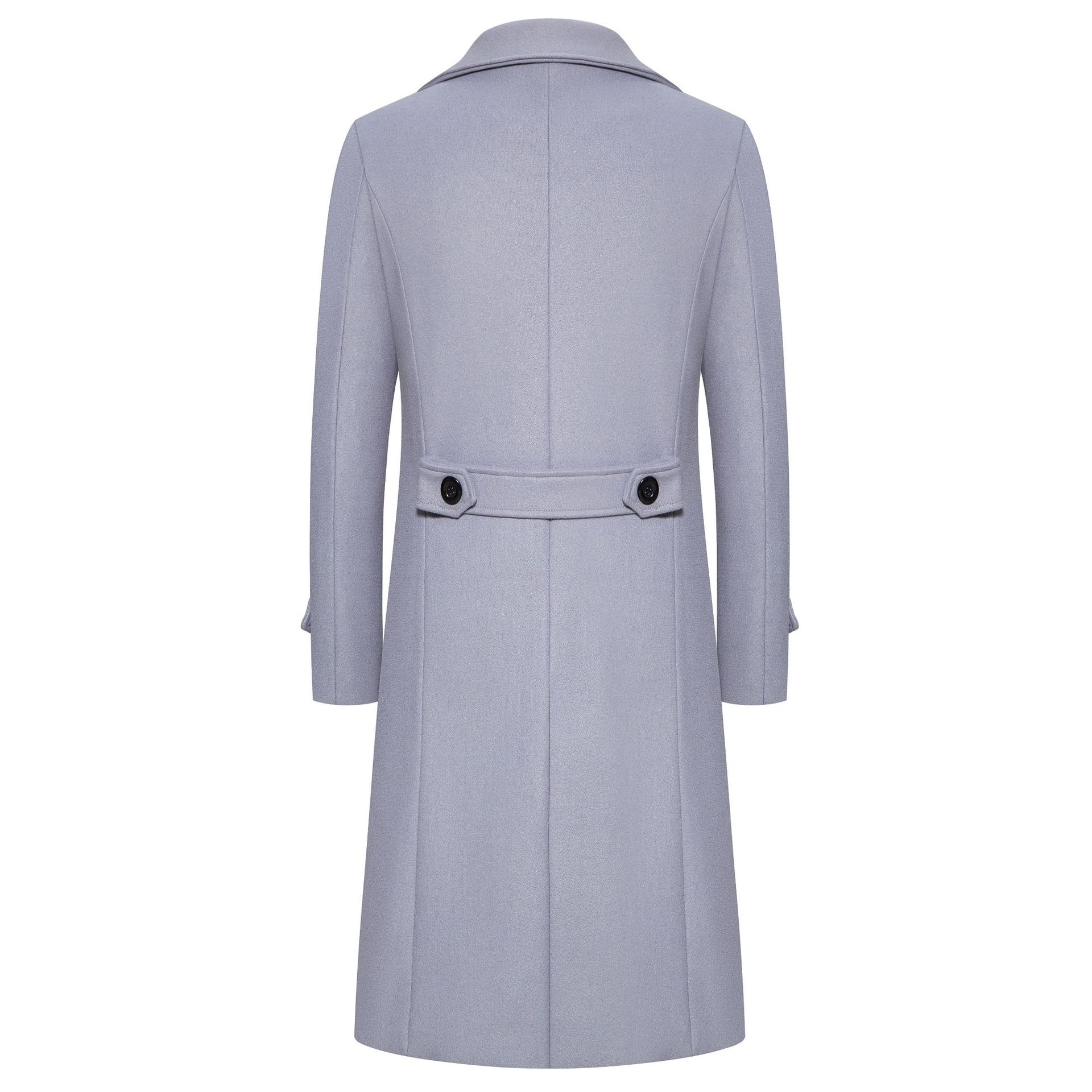 Men's long double-breasted trench coat