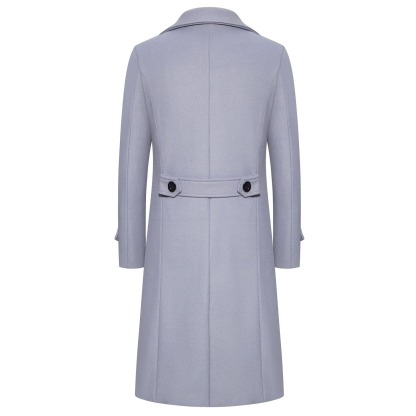 Men's long double-breasted trench coat