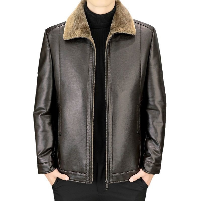 Men's short leather jacket for autumn and winter