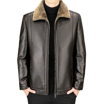 Men's short leather jacket for autumn and winter