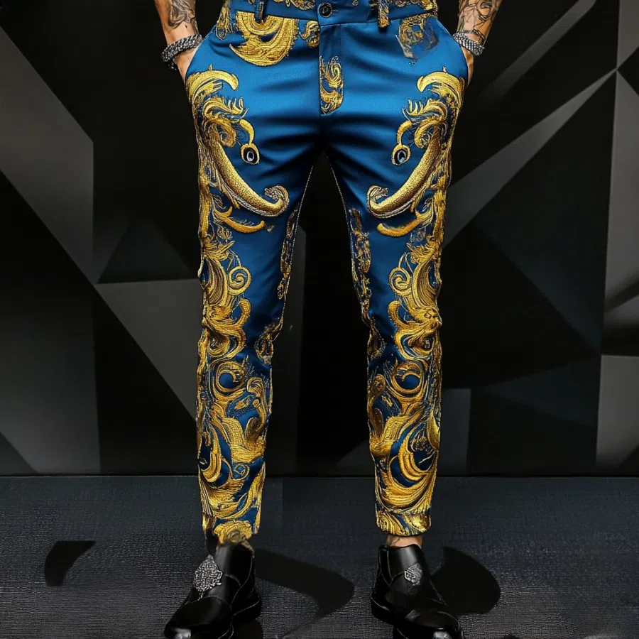 High elastic fabric luxury business casual men's fashion trousers