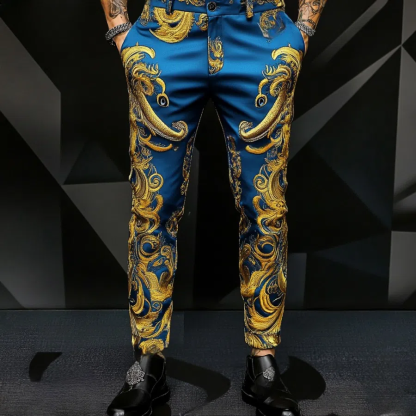 High elastic fabric luxury business casual men's fashion trousers