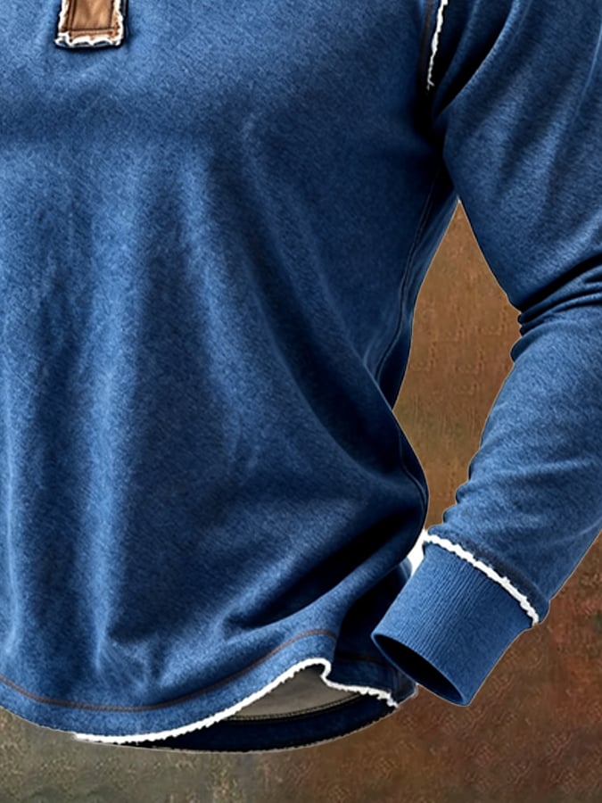 Men's Vintage Colorblock Comfort Henley T-Shirt