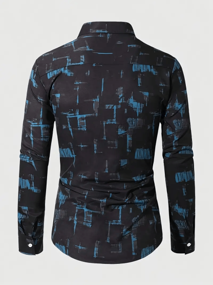 Men's Business Casual Striped Long Sleeve Shirt