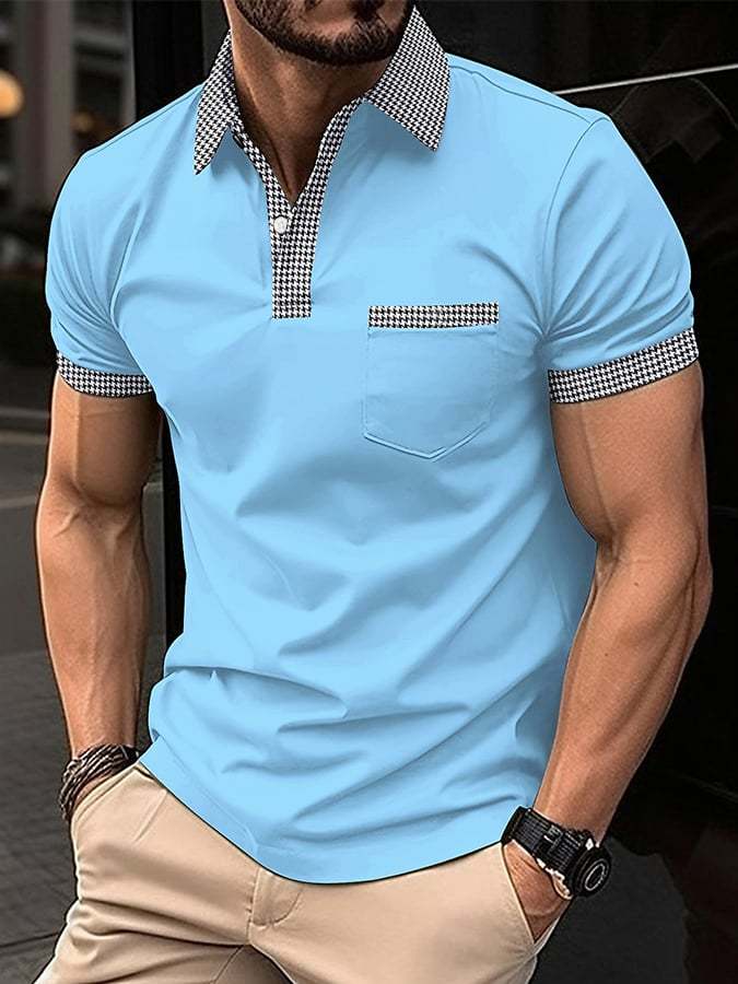Printed Lapel Pullover Casual Polo Shirt