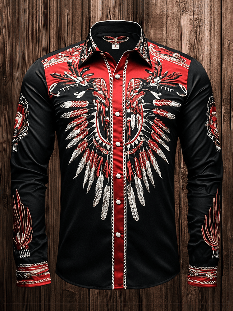 Men's Vintage Western Long Sleeve Shirt