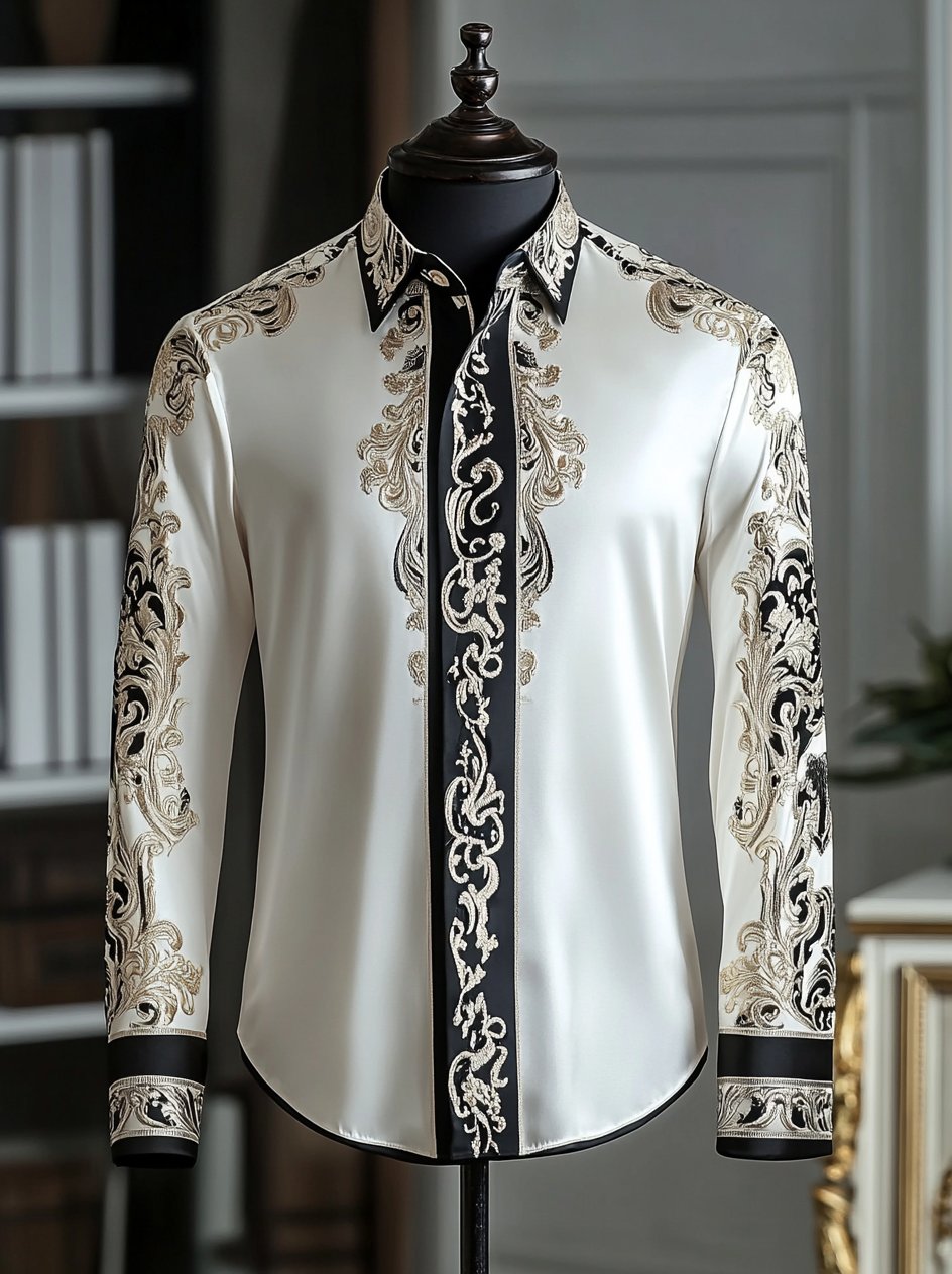 Men's Luxury Long-sleeved Shirt with Beast Print
