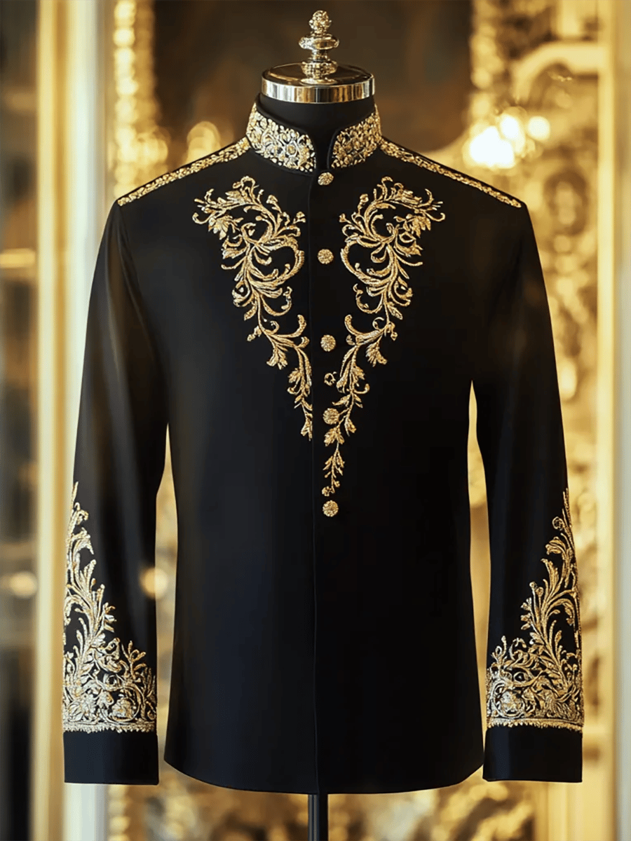 Men's Vintage Luxury Stand Collar Long Sleeve Shirt