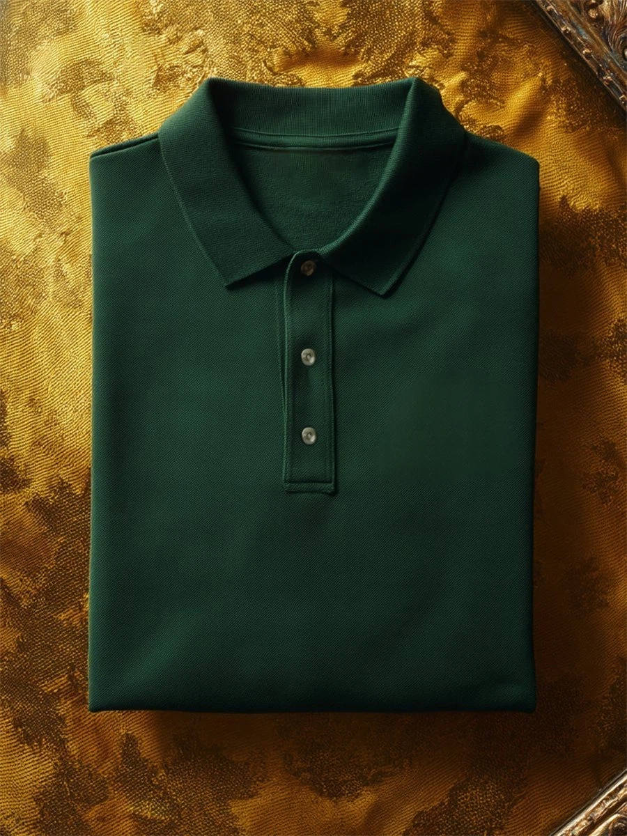 Men's Business Casual Button Short Sleeve Polo Shirt