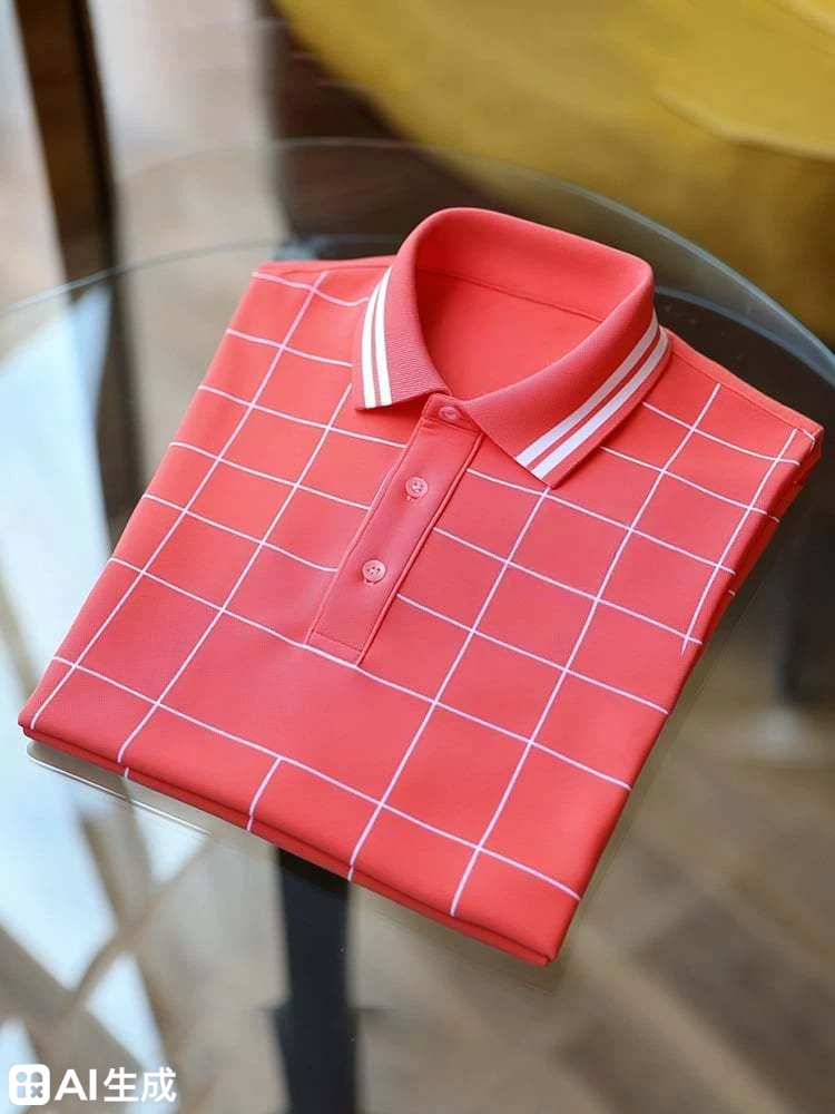 Men's Classic Business Logo Button Short Sleeve Polo Shirt