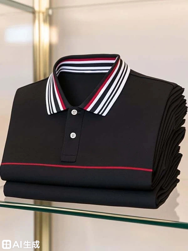 Men's Classic Business Logo Button Short Sleeve Polo Shirt