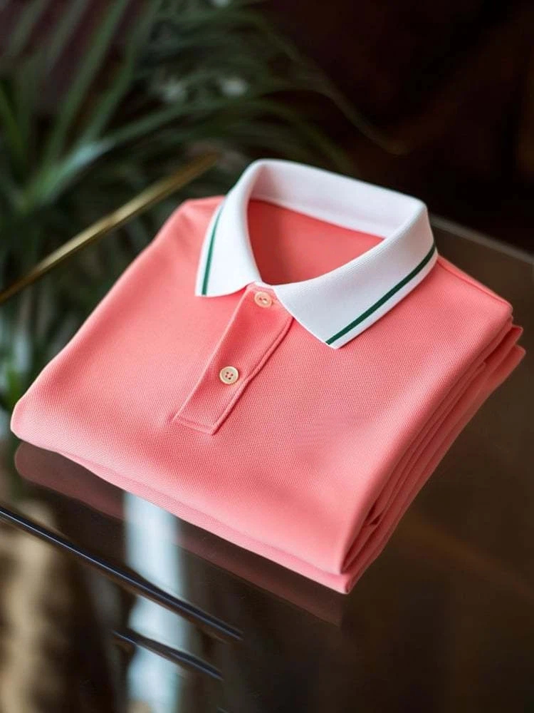 Men's Business Logo Button-Down Short Sleeve Polo Shirt