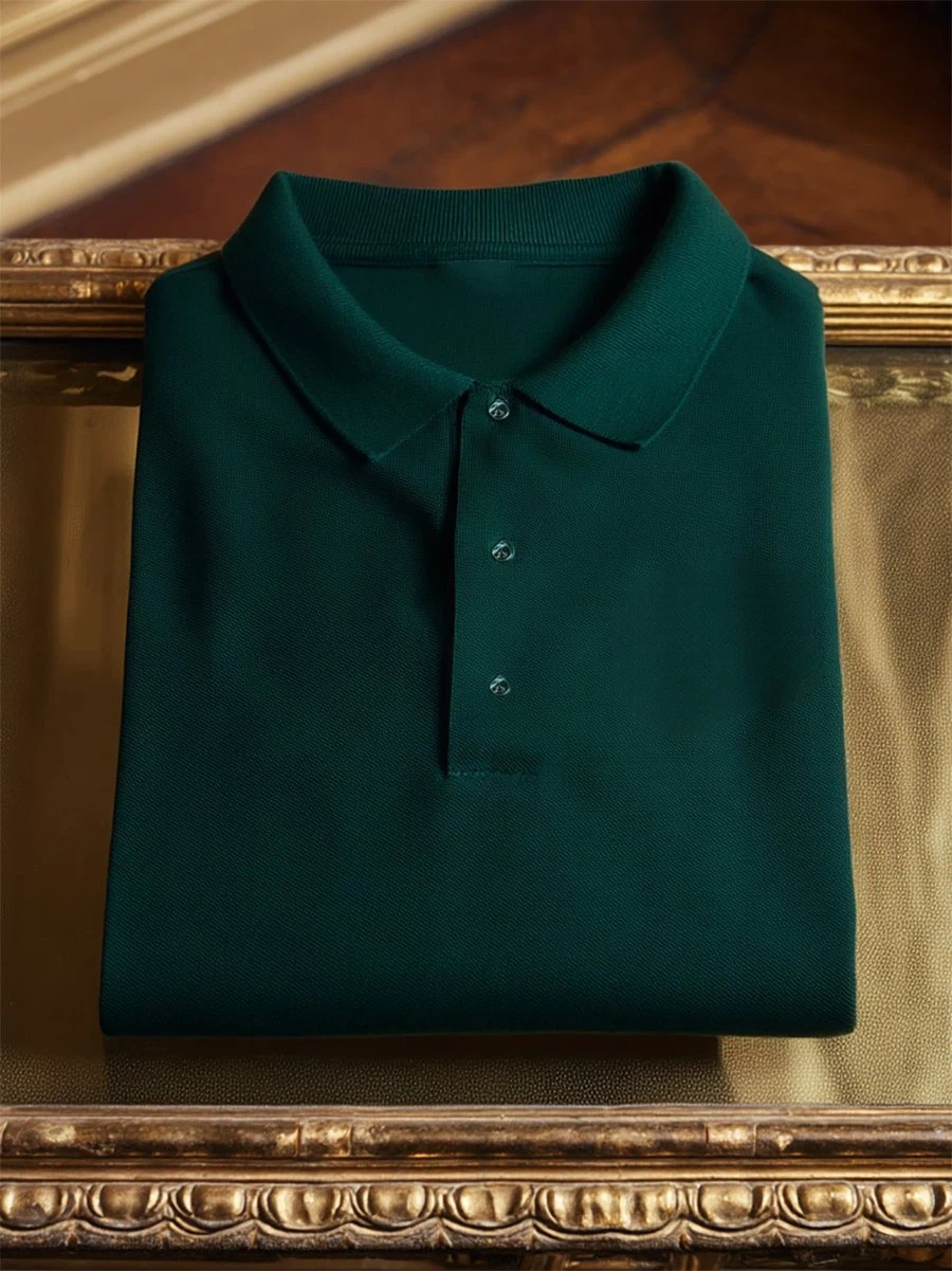 Men's Business Casual Button Short Sleeve Polo Shirt