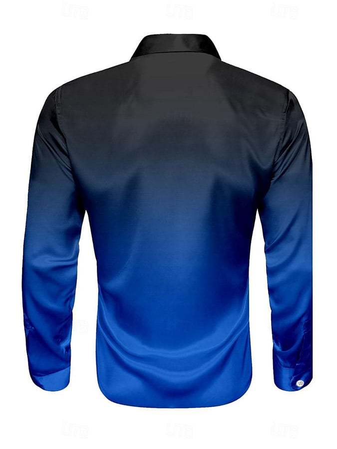 Men's Luxe Gradient Satin Long Sleeve Shirt