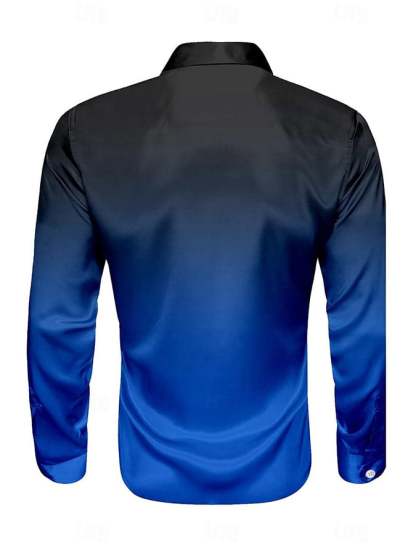 Men's Luxe Gradient Satin Long Sleeve Shirt