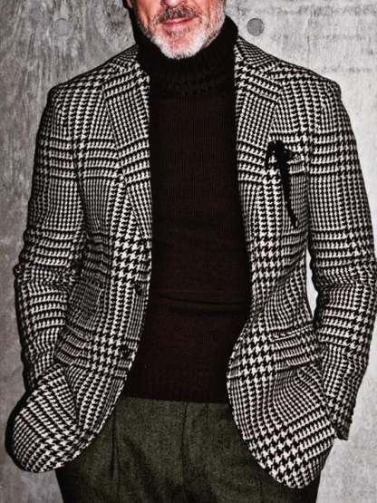 Men's Business Casual Slim Houndstooth Blazer