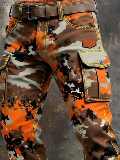 Men's Vintage Camouflage Distressed Pocket Work Pants