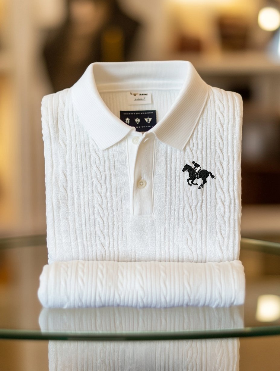 Men's Business Logo Print Long Sleeve Polo Shirt