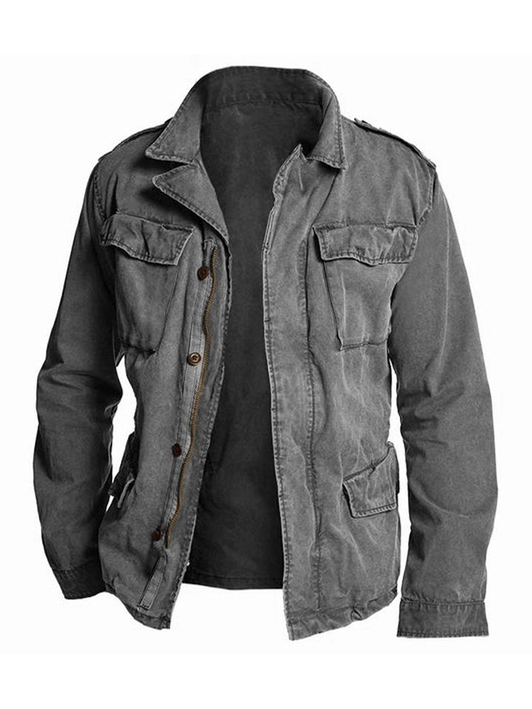 Men's Western Outdoor Vintage Multi-Pocket Jacket
