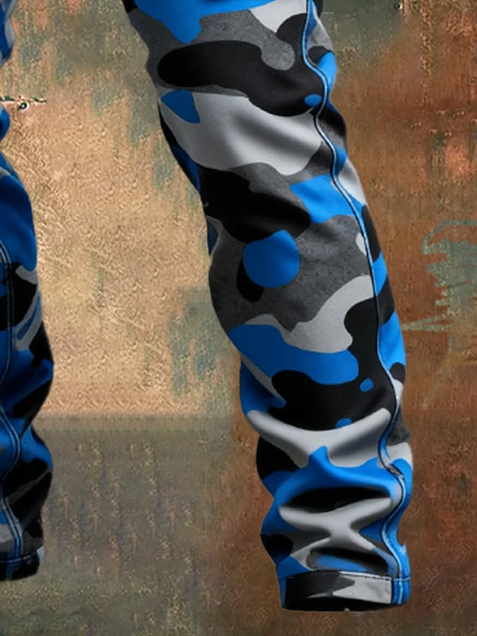 Men's Vintage Camouflage Distressed Pocket Work Pants