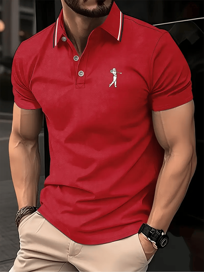 Men's Golf Casual Printed Casual Polo Shirt