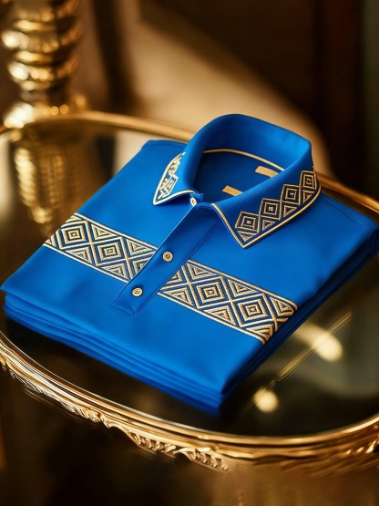 Men's Classic Business Button Short Sleeve Polo Shirt