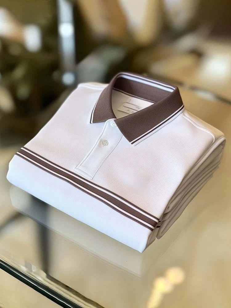 Men's Business Casual Logo Button Short Sleeve Polo Shirt