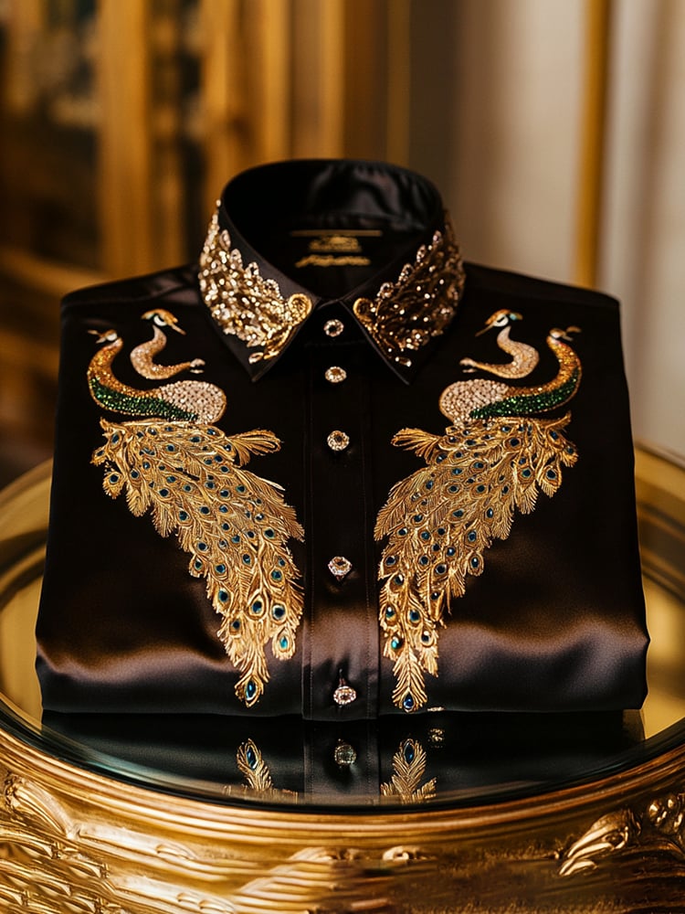 Men's Satin Luxe Long Sleeve Button Down Shirt