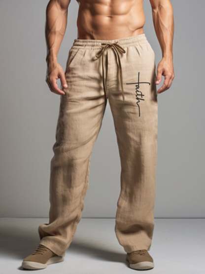 Men's Drawstring Elastic Waist Straight Comfortable And Breathable Outdoor Vacation Beach Vacation Casual Pants